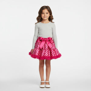 Girls Creations of Grace Pink White Polka Dot Ruffled Skirt 3-12 years NWT
